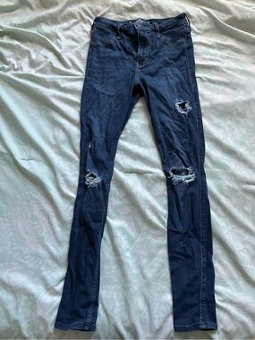 Hollister Dark Blue Distressed Skinny Jeans